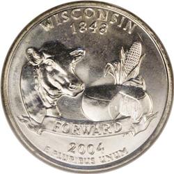 2004-D 25C Wisconsin Extra Leaf Set MS68 NGC. The set
