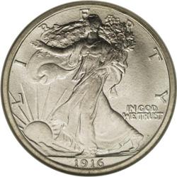 1916 50C MS67 NGC. Finely grained surfaces exhibit fro