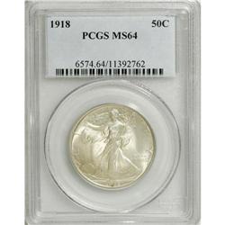 1918 50C MS64 PCGS. Frosty with soft golden-gray tonin