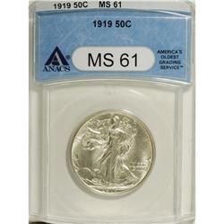 1919 50C MS61 ANACS. Softly lustrous and suitably stru