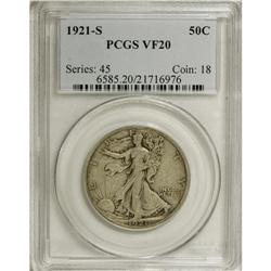 1921-S 50C VF20 PCGS. This low mintage (548,000 pieces