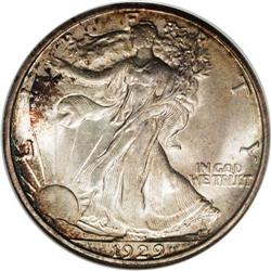 1929-S 50C MS66 NGC. The 1929-S half dollar shows vari