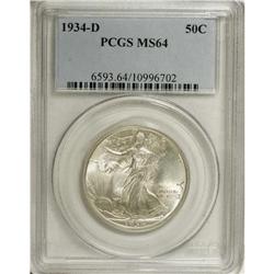 1934-D 50C MS64 PCGS. A powerful strike emboldens the
