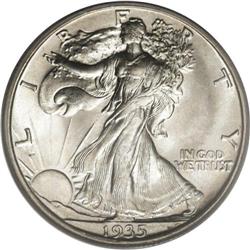 1935-S 50C MS66 PCGS. Pale gold and silver-blue toning