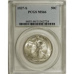 1937-S 50C MS66 PCGS. Well-defined overall with soft,