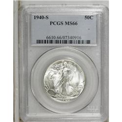 1940-S 50C MS66 PCGS. This stone-white Premium Gem has