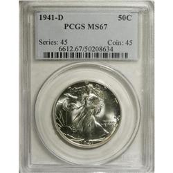 1941-D 50C MS67 PCGS. A well struck and immensely lust