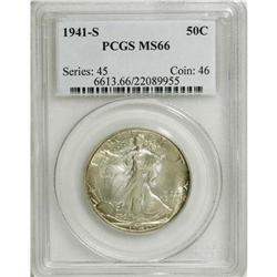 1941-S 50C MS66 PCGS. This highly lustrous Premium Gem