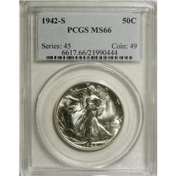 1942-S 50C MS66 PCGS. A well struck and essentially br