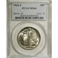 1943-S 50C MS66 PCGS. Typically struck with a measure