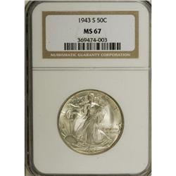1943-S 50C MS67 NGC. This frosty, well struck Superb G