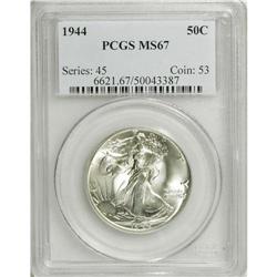 1944 50C MS67 PCGS. This piece possesses potent luster