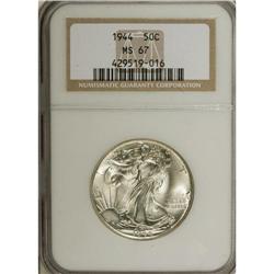 1944 50C MS67 NGC. Highly lustrous with above-average