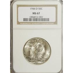 1944-D 50C MS67 NGC. This highly lustrous short-set Su