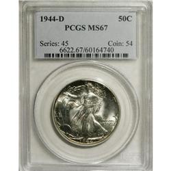 1944-D 50C MS67 PCGS. Sharply struck and lustrous, wit