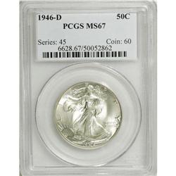 1946-D 50C MS67 PCGS. Liberty''s hand exhibits a fully