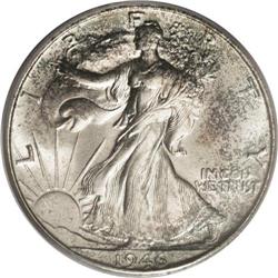 1946-S 50C MS67 PCGS. Trumpet Tail S. Aqua-blue and ta