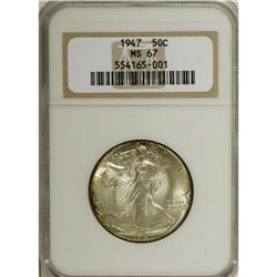 1947 50C MS67 NGC. A frosty and well-defined Superb Ge