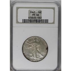1941 50C PR66 NGC. Hazy silver-gray patina covers the