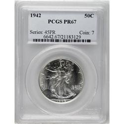 1942 50C PR67 PCGS. This moderately reflective Superb