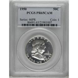 1950 50C PR65 Cameo PCGS. This deeply reflective Gem h