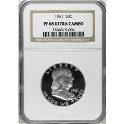 1961 50C PR68 Ultra Cameo NGC. A stunning black-and-wh