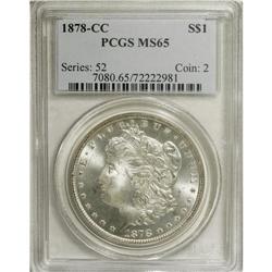 1878-CC S$1 MS65 PCGS. Well-defined overall with a mea