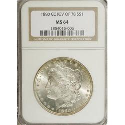 1880-CC S$1 8/7 Reverse of 1878 MS64 NGC. VAM-7. A lus