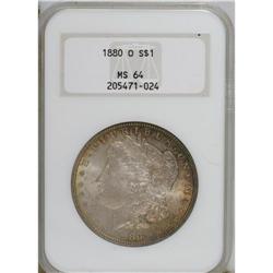 1880-O S$1 MS64 NGC. Oval O. Rich golden-brown and pow