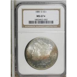 1881-S S$1 MS67 S NGC. An attractive Superb Gem that