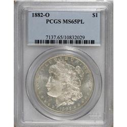 1882-O S$1 MS65 Prooflike PCGS. This lightly toned and