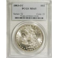 1883-CC S$1 MS65 PCGS. Highly lustrous with only a hin