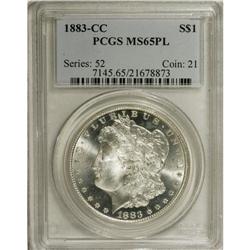 1883-CC S$1 MS65 Prooflike PCGS. Bright silvery surfac