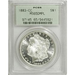 1883-CC S$1 MS65 Deep Mirror Prooflike PCGS. Boldly de