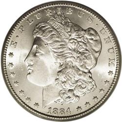 1884-CC S$1 MS67 PCGS. The thick mint frost is nearly