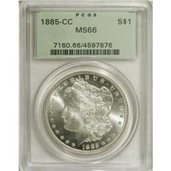 1885-CC S$1 MS66 PCGS. A beautiful, snowy-white Mint S