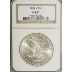 1885-O S$1 MS67 NGC. The rich golden-brown and apple-g