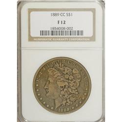 1889-CC S$1 Fine 12 NGC. Deeply toned rose-gray with z