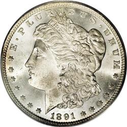 1891 S$1 MS65 PCGS. Well struck and essentially untone