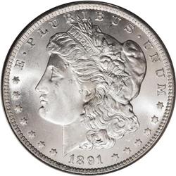 1891-CC S$1 MS65 PCGS. This highly lustrous and slight