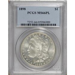 1898 S$1 MS66 Prooflike PCGS. A satiny and lightly ton