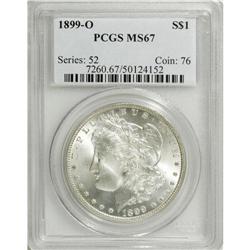 1899-O S$1 MS67 PCGS. A highly lustrous and essentiall