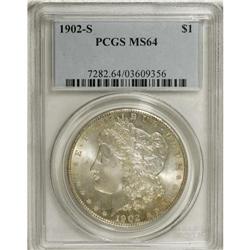 1902-S S$1 MS64 PCGS. Highly lustrous with typical sof