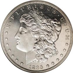 1895 S$1 PR66 Cameo NGC. Production of silver dollars