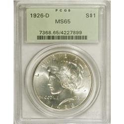 1926-D S$1 MS65 PCGS. A well struck Gem with spellbind