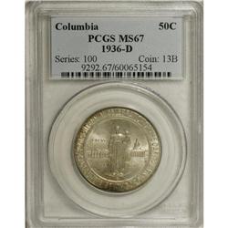 1936-D 50C Columbia MS67 PCGS. The soft pale blue pati