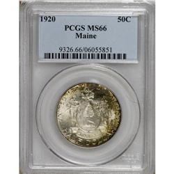 1920 50C Maine MS66 PCGS. Apple-green and plum grace t