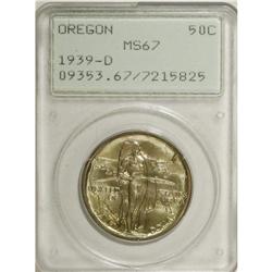 1939-D 50C Oregon MS67 PCGS. Highly lustrous beneath p