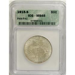 1915-S 50C Panama-Pacific MS65 ICG. This well struck s