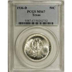 1936-D 50C Texas MS67 PCGS. Intense mint luster illumi
